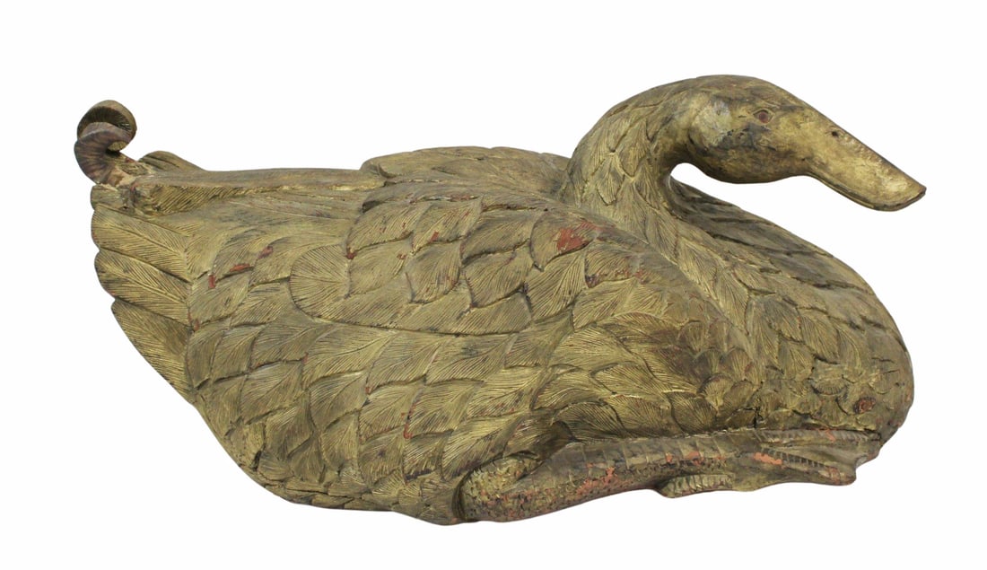 Large, Antique & Finely Carved Giltwood Goose. (1 of 14)
