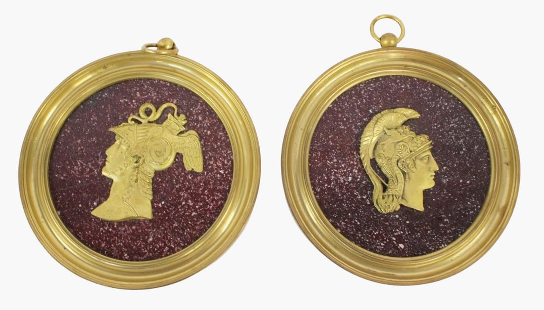 Pair French Empire Bronze Mounted Porphyry Plaques (1 of 5)
