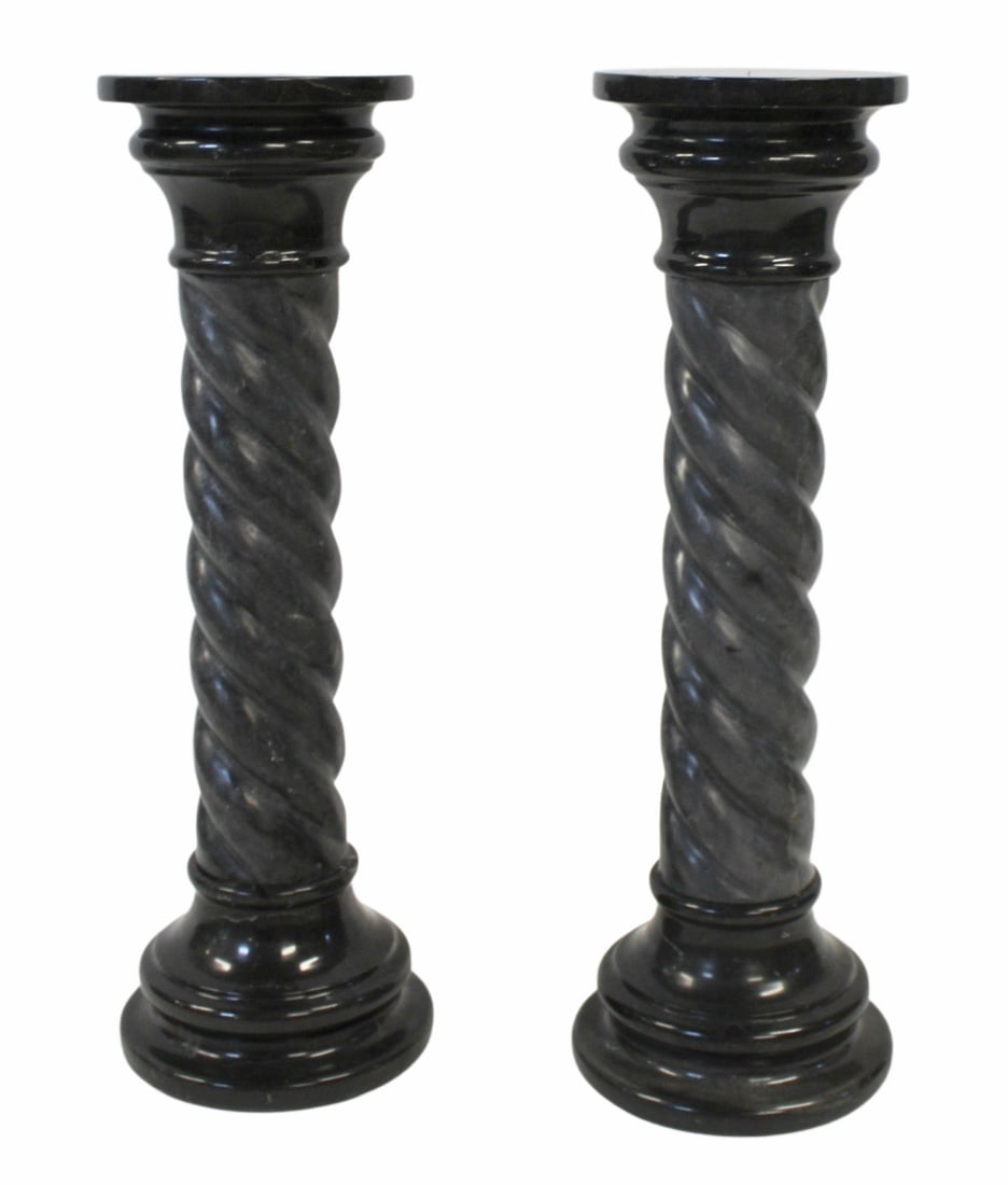 Vintage Pair of Black Marble Pedestals. (1 of 5)