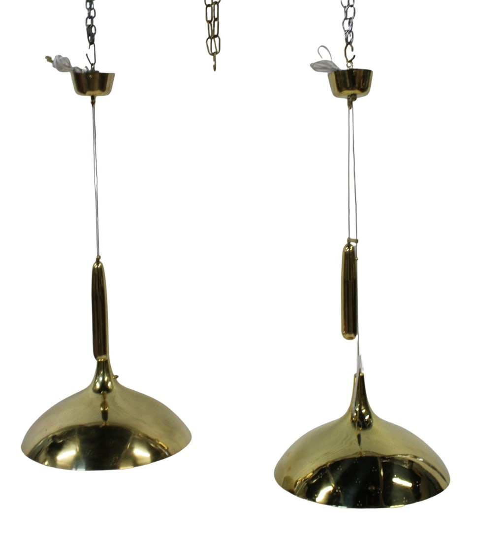 PAAVO TYNELL Vintage Pr Of Counterweight .: Chandeliers .This pair are spectacular and look to have been restored .From a CT collection . - Dimensions: Dia18" x 38"H