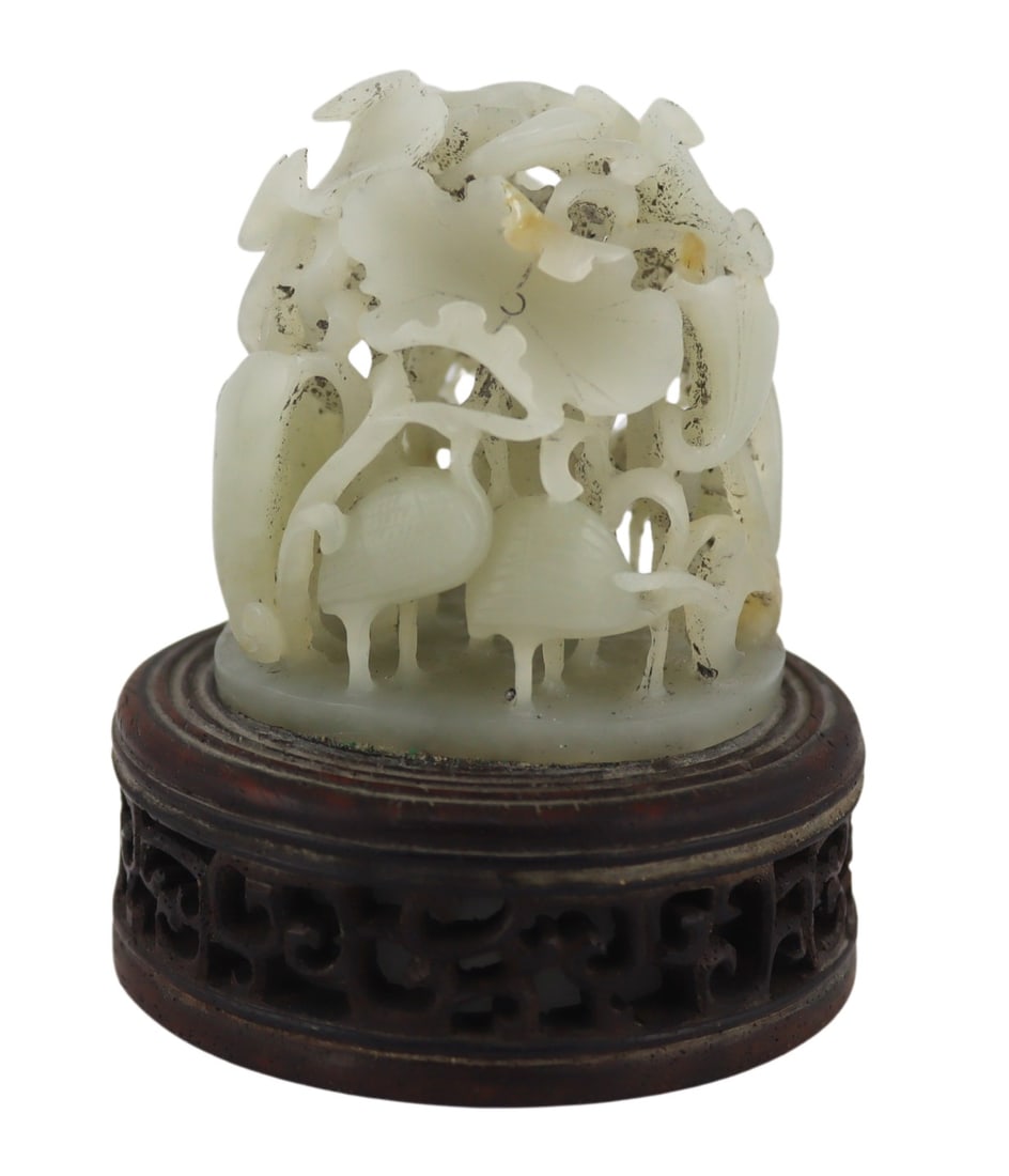 Chinese Highly Carved Pale Celadon Hat Finial or (1 of 9)