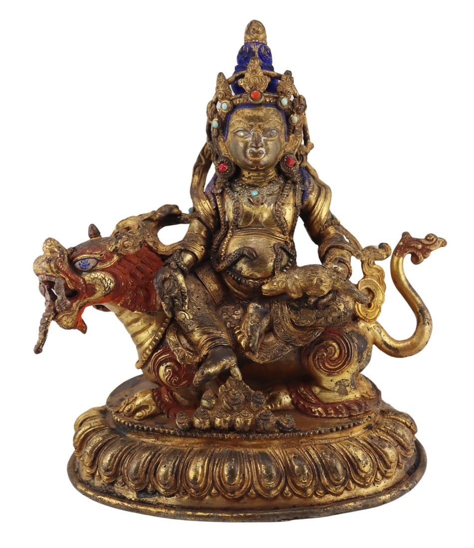 Gilt and Paint Decorated Bronze Vaishravana. (1 of 17)