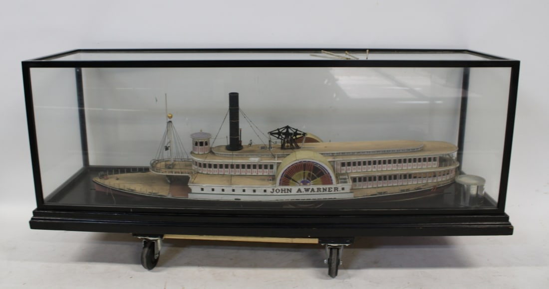 Antique Ship Model Paddlewheel Steamboat: "John A. Warner". The iron hulled John A. Warner was constructed in 1857 and was pressed into service in the Civil War. She was renamed the Burlington in 1905. She ran aground in 1911. To this day, he