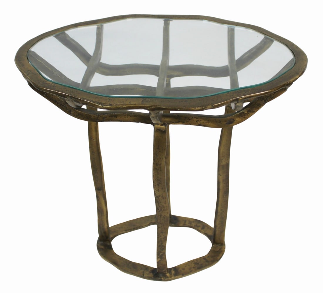 Midcentury Bronze Table with Glass Insert. (1 of 5)