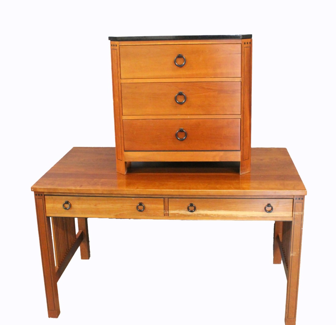 STICKLEY AUDI Stone Top Cabinet & Desk (1 of 12)