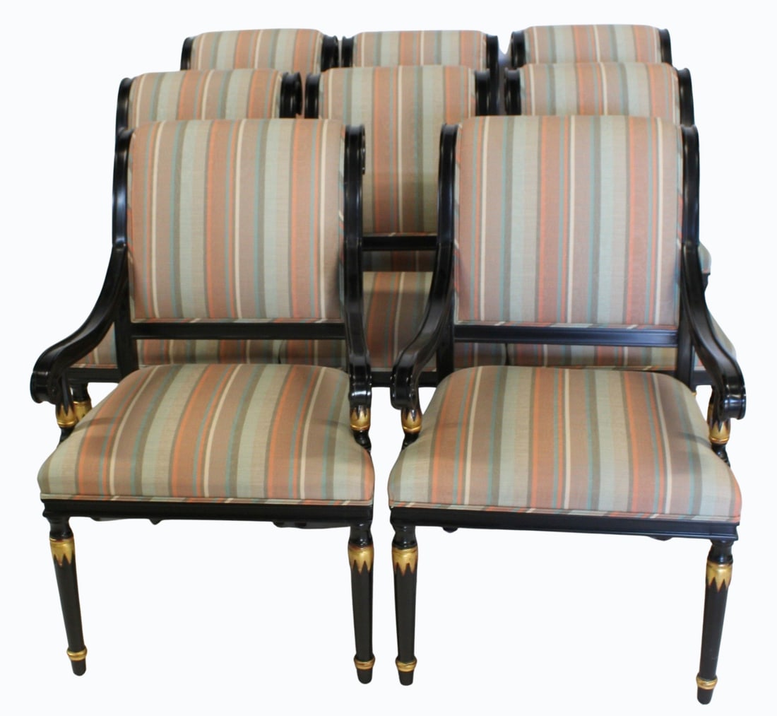 FABRIZI. Set of 8 Regency Style Gilt & Ebonized (1 of 12)