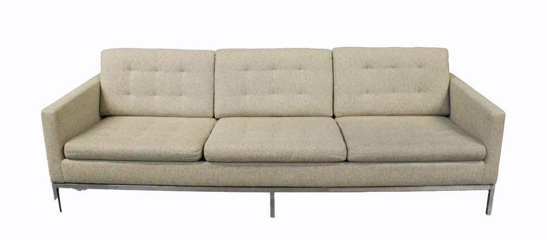 Florence Knoll Sofa.: Knoll Associates, USA, 1954 / 1971,chrome-plated steel, upholstery. From a West 66th St NYC estate. - Dimensions: 29" h x 91" w x 32" d