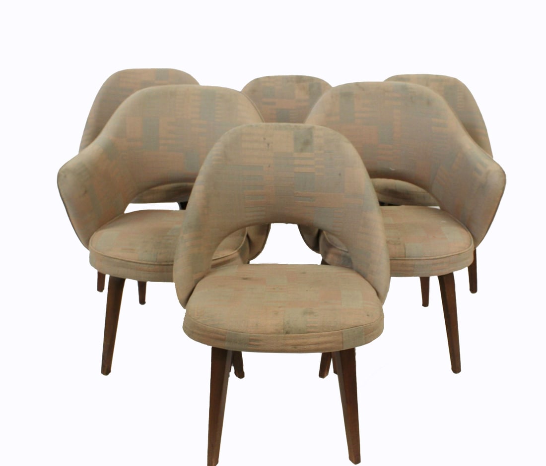 Eero Saarinen For Knoll Executive Chairs (6): To include 2 arm (31.5"h x 25"w x 19"d) and 4 side chairs (30"h x 22"w x 17"d) . From a West 66th St, NYC estate.