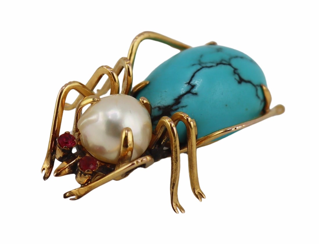 JEWELRY. 14kt Gold, Turquoise, Pearl and Gem (1 of 8)