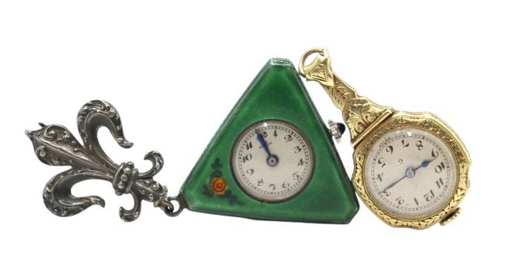 JEWELRY 14kt Gold Watch Pendant and Sterling Watch (1 of 10)