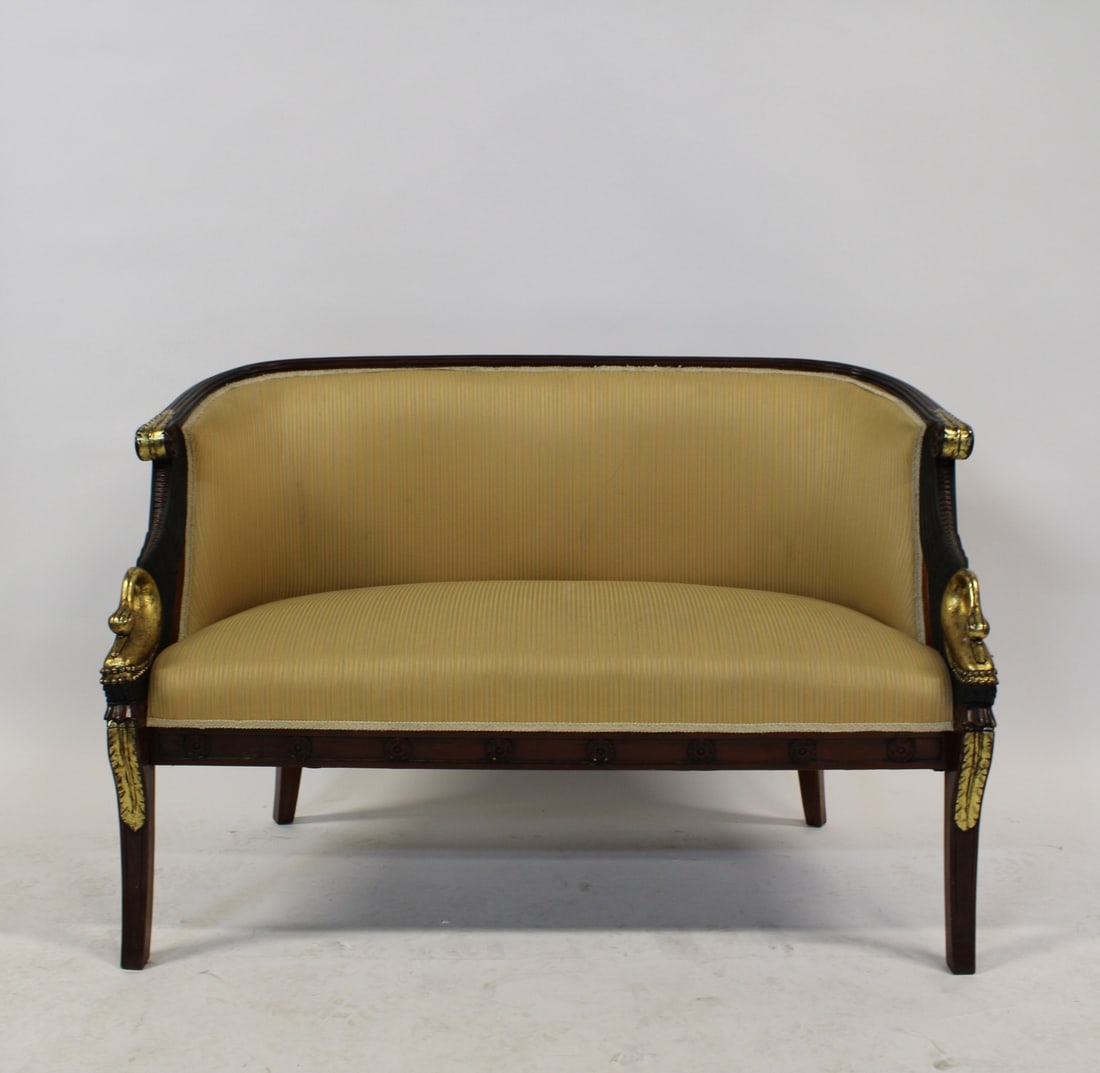 Antique Upholstered Settee With Swan Arms (1 of 4)