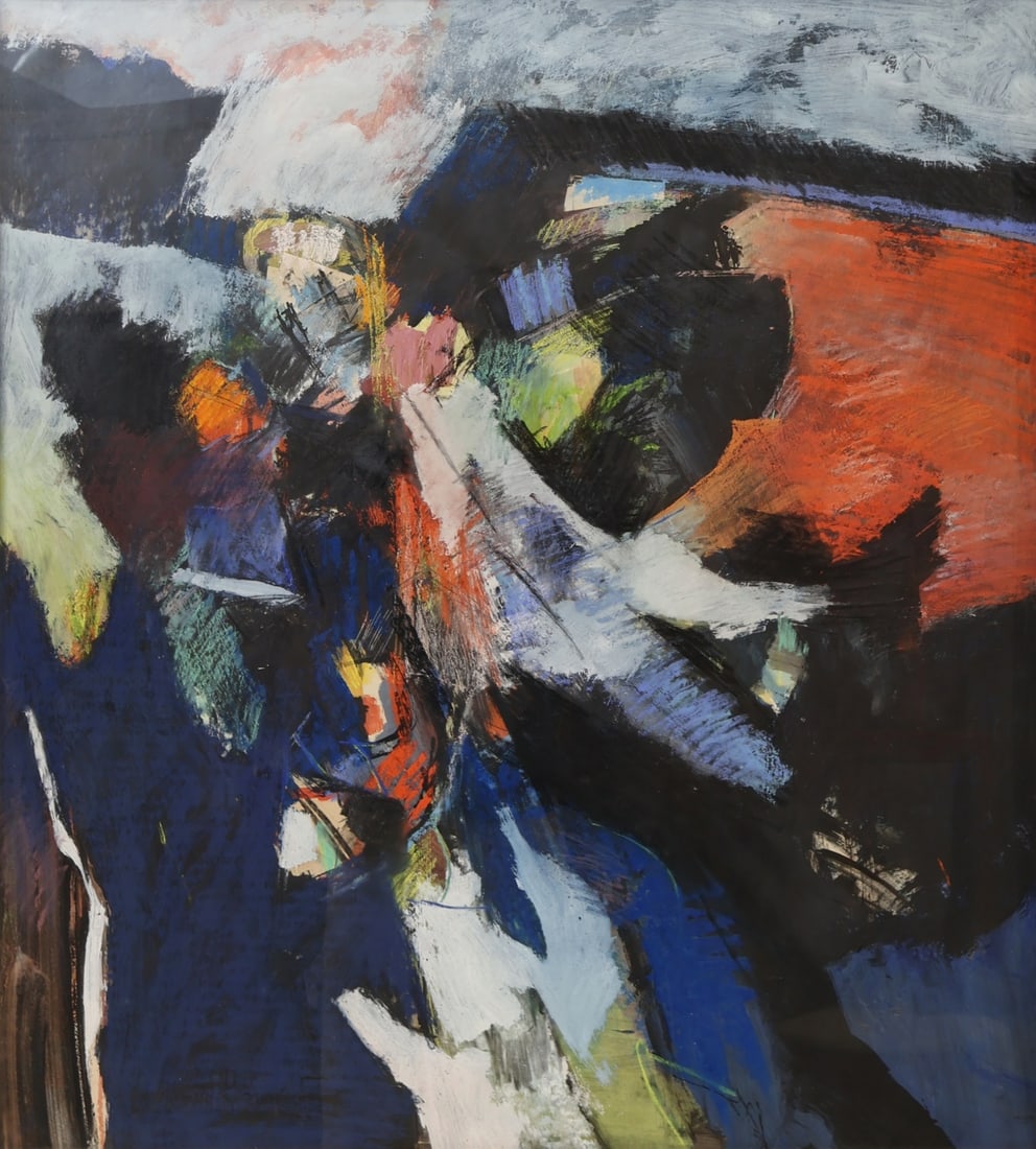 WARREN BRANDT (AMERICAN, 1918-2002).: 'Untitled' (Color Abstract). Gouache on paper. Signed lower left. Note: Housed in a Heydenryk frame. Property of a Briarcliff Manor, NY collection. Dimensions: 33" h x 30" w. Frame: 41"