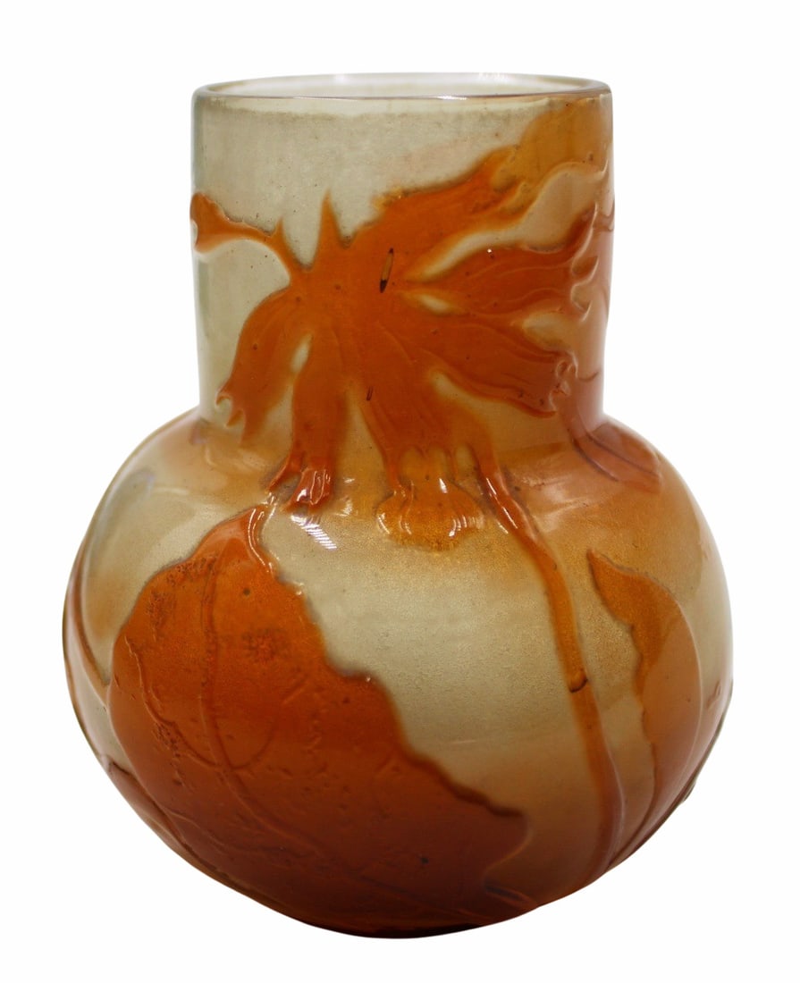 EMILE GALLE (French, 1846-1904).: A Signed Peking Glass style cameo glass miniature vase. From a Flushing Queens NY estate. - Dimensions: 3"