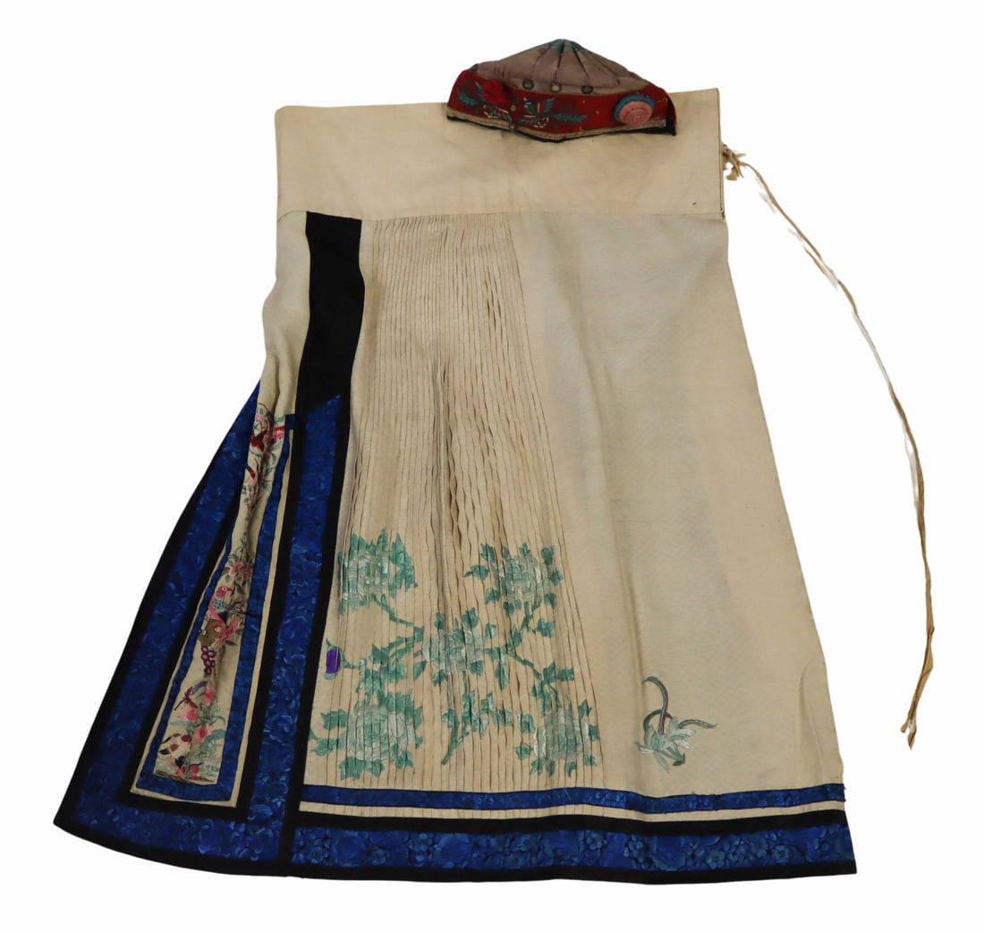 Chinese Silk Embroidered Skirt and Hat.