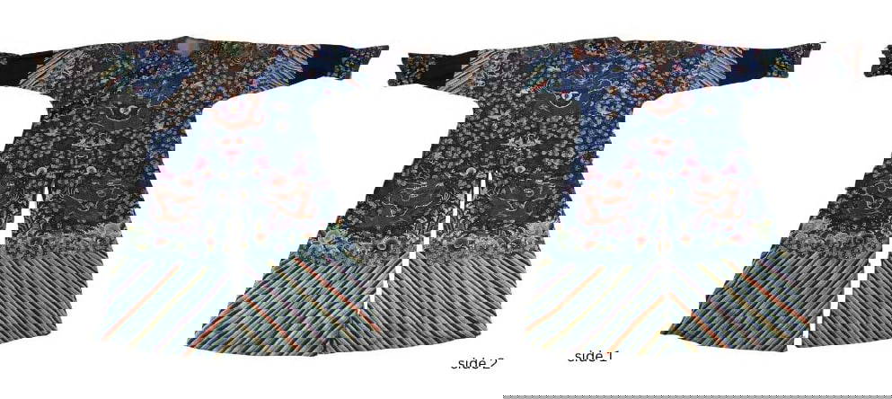 Chinese Silk Embroidered Dragons Robe.