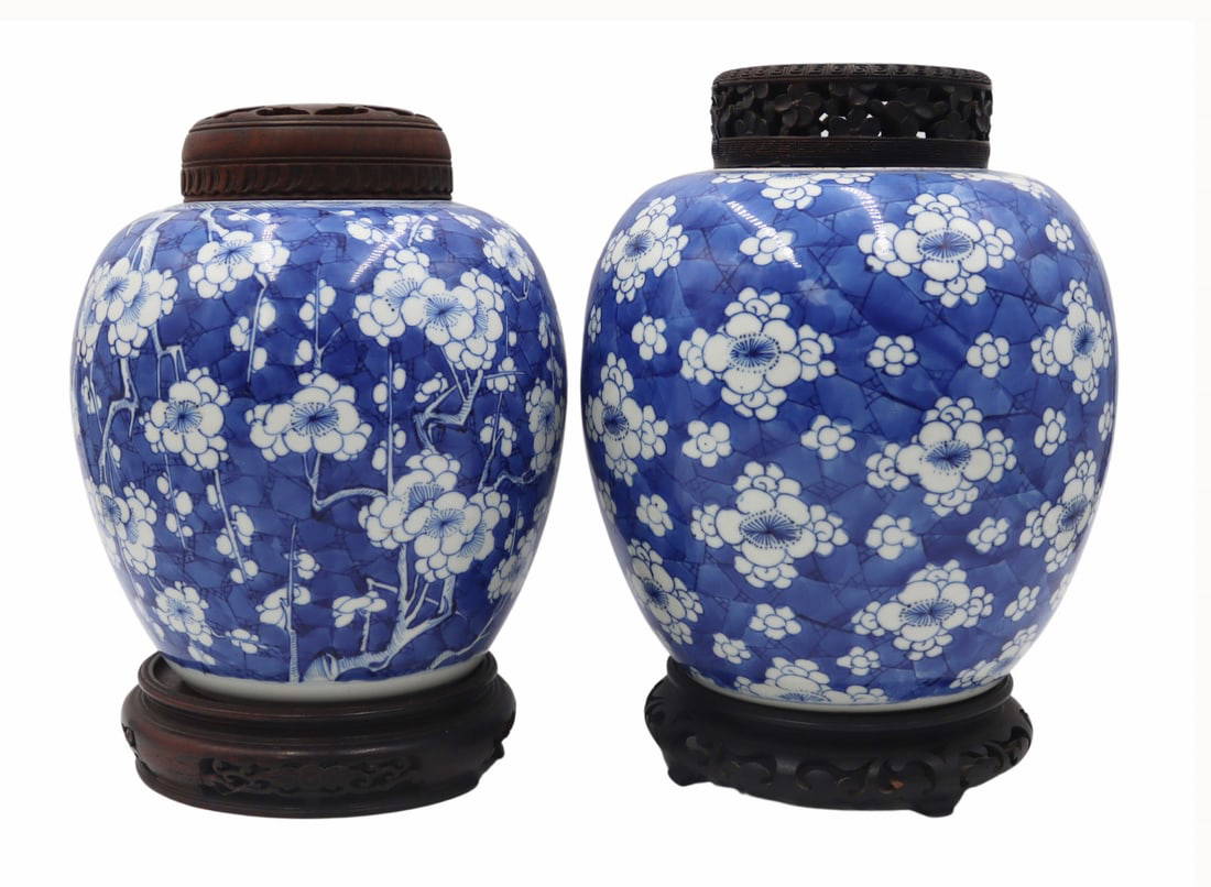 (2) Chinese Blue and White Floral Jars.