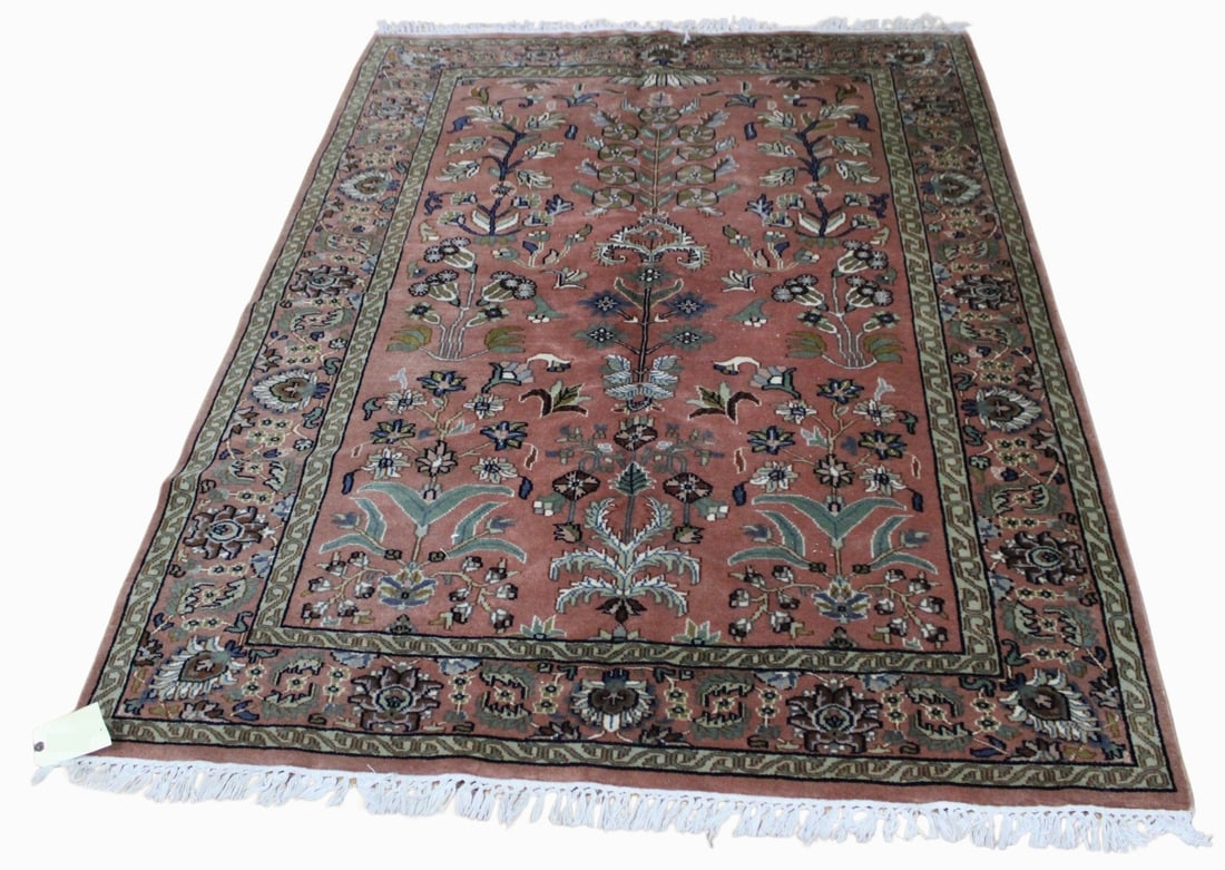 Vintage And Finely Hand Knotted Area Carpet.: From a Westport CT estate. - Dimensions: 6ft 10" x 5ft 11"