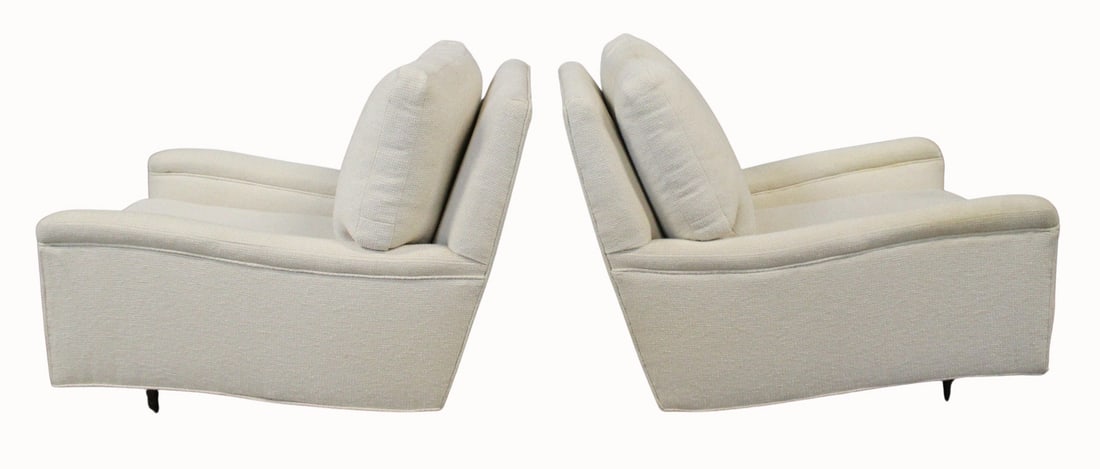 Midcentury Pair of Harvey Prober Lounge: Chairs. Oversize and comfy with great lines. From a Mamaroneck, NY estate. - Dimensions: 32" h x 38" w x 32.5" d.