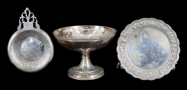 STERLING. Asstd. Tiffany & Co. Sterling Hollowware: and Flatware. Including a Tiffany & Co. Union Square sterling footed bowl manufactured under the directorship of J.C. Moore & Son (1854–1869) - stamped, "Tiffany & Co. 2817 Qual