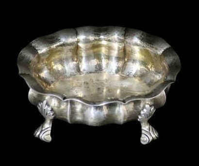 SILVER. Vintage Buccellati .800 Silver Bowl.: A vintage Italian Buccellati sterling footed bowl. Stamped "Buccellati", "800", and "Italy", alongside a lozenge with a fascio containing "11", representing De