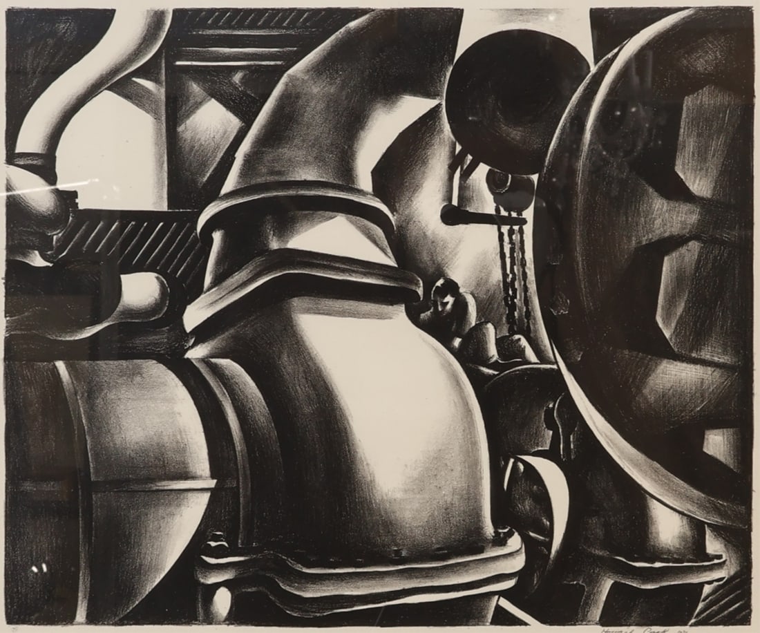 HOWARD NORTON COOK (AMERICAN, 1901-1980).: 'Engine Room'. (Duffy 154). 1930. Wood engraving. Signed and dated and inscribed '75' in circle lower margins in pencil. Note: Originally intended to be an edition of 75 but approximately only 25 prin