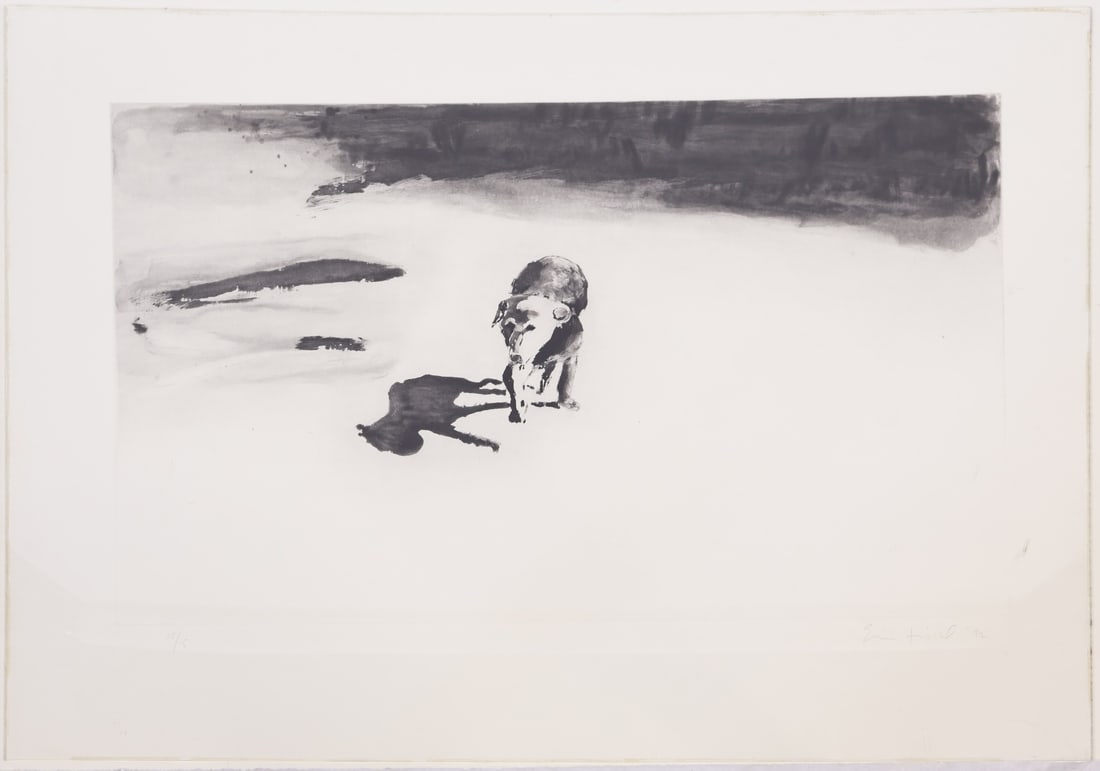 ERIC FISCHL (AMERICAN, b. 1948). [2 WORKS].: 'Dog and Beach'. 1992. The complete set of two Aquatints on woven paper. Signed, dated, and numbered '15/15' lower margins in pencil. Published by Parasol Press, Ltd. NY. Property of the Collection of