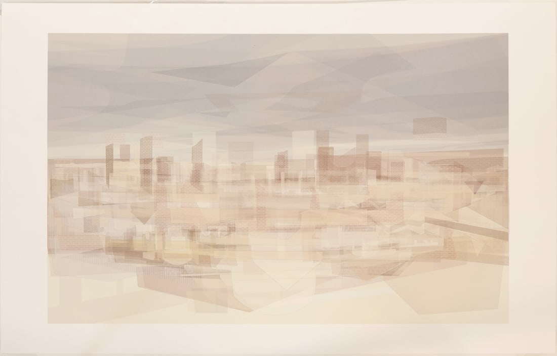 BENJAMIN EDWARDS (AMERICAN, b. 1970).: 'Megastructure'. 2001. Iris print on watercolor paper. Verso: Signed, titled, and dated lower left in pencil. Note: Another example is in Carnegie Museum of Art, Pittsburgh, PA. Accession No. 2001.42.