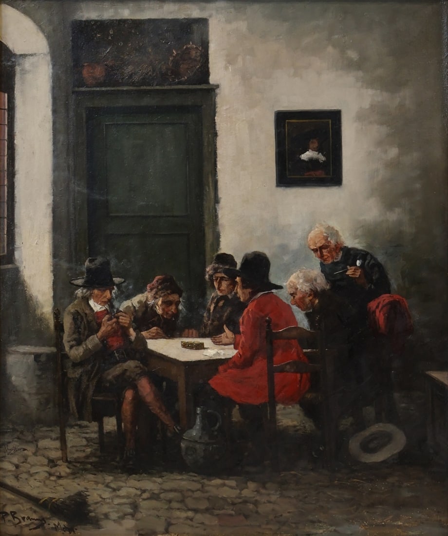 PAUL BETYNA (GERMAN, 1886-1967).: 'The Certificate'. Oil on artist's board. Signed lower left. Property from a Larchmont, NY estate. Dimensions: 23" h x 19.50" w. Frame: 36" h x 32.25" w.