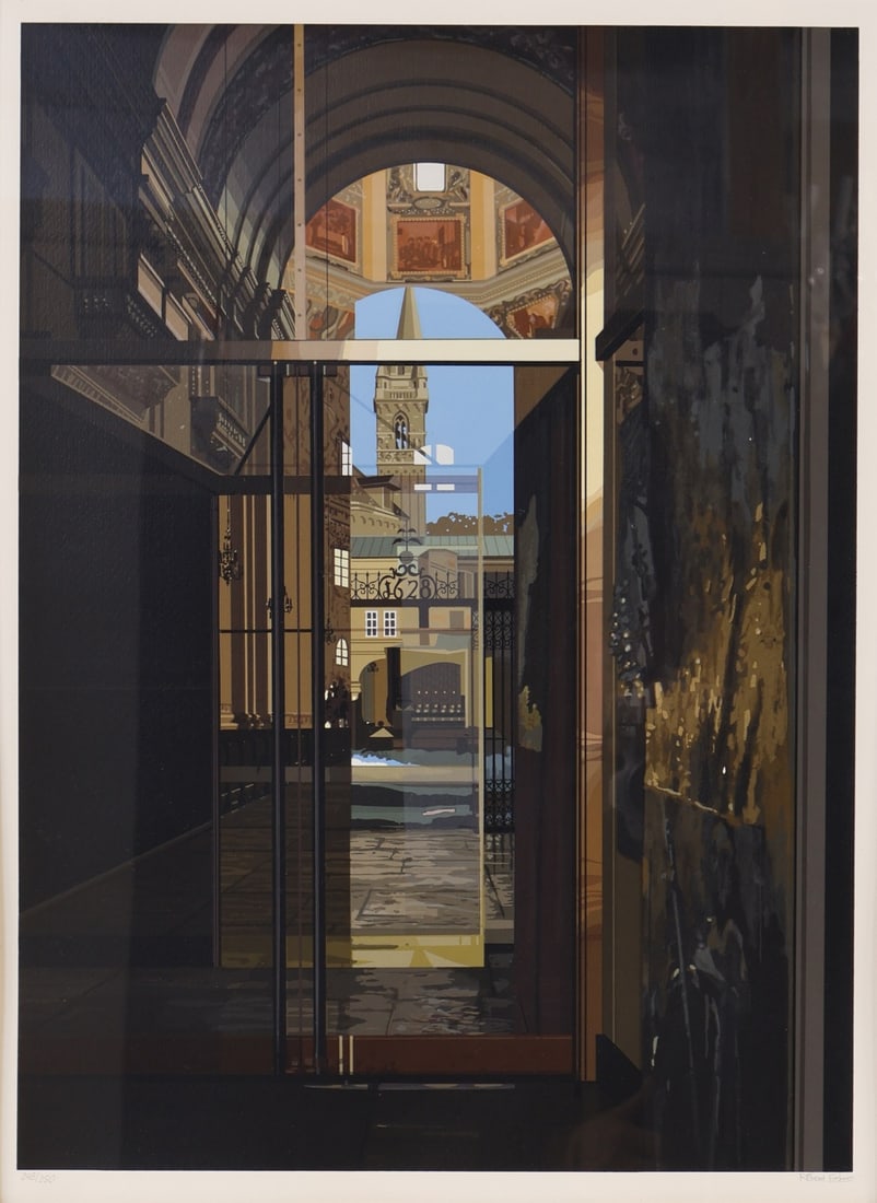 RICHARD ESTES (AMERICAN, 1932).: 'Salzburg Cathedral'. Color screenprint on paper. Signed and numbered '248/250' lower margins in pencil. Co-published by Parasol Press, NY/ V & R Graphics, Long Island, NY. Property of the Collect