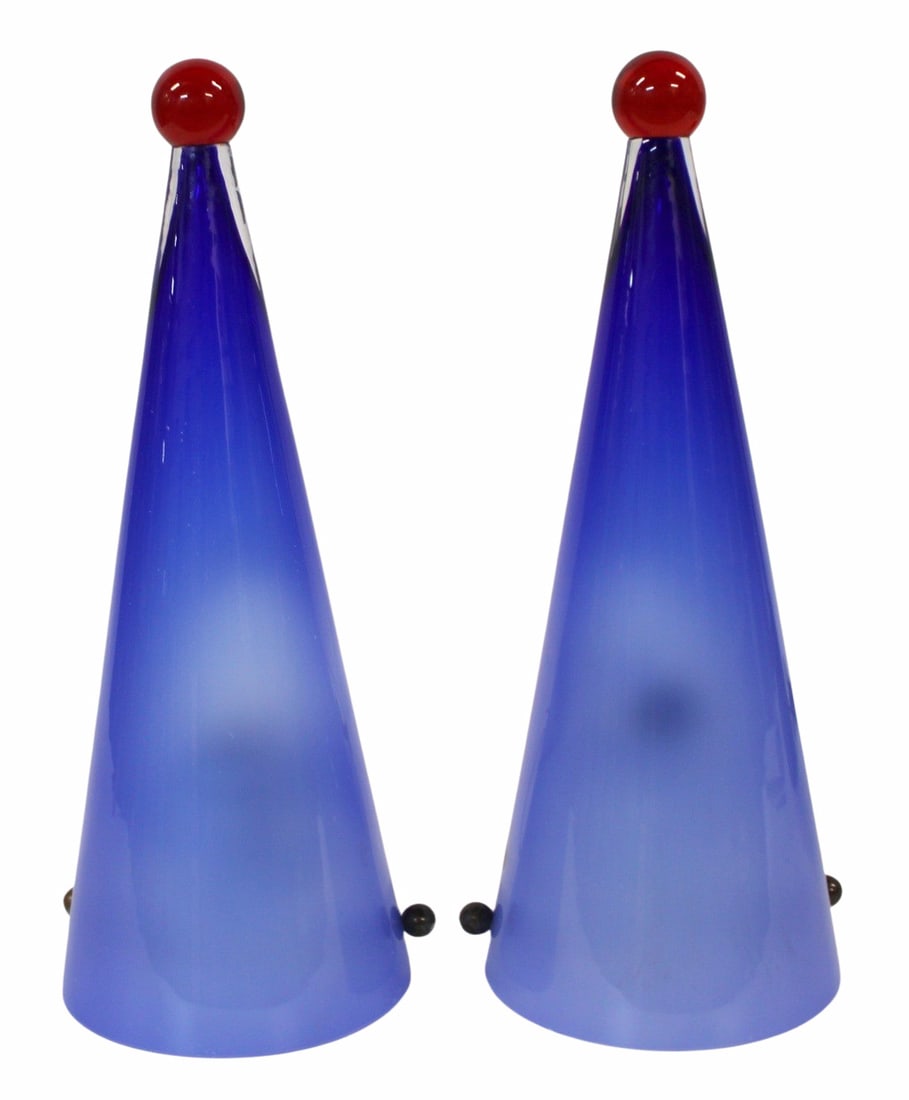 GIOVANNI CENEDESE Signed Murano Glass Sconces: Good size, great colors and signed. From a New Jersey estate. - Dimensions: 13.5" X 6"