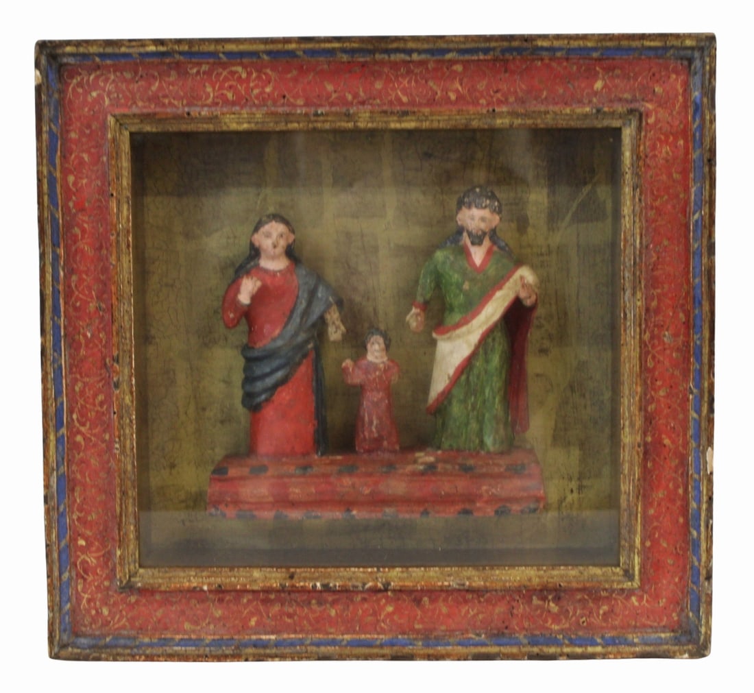 Shadow Box of Santos Figures.: From a Harrison, NY estate.
