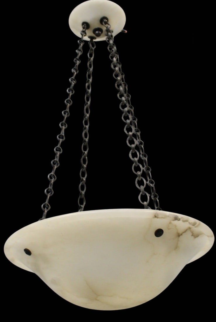 Vintage Alabaster Bowl Form Chandelier.: Good, large size. From a Queens NY estate. - Dimensions: 44" x 24"dia