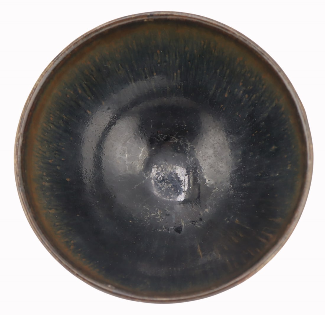 Chinese 'Partidge Feather' Glazed Bowl.: Jian kiln? From an East Meadow, NY estate. Dimensions: bowl measures approx. 5" in diameter x 2.675" h.