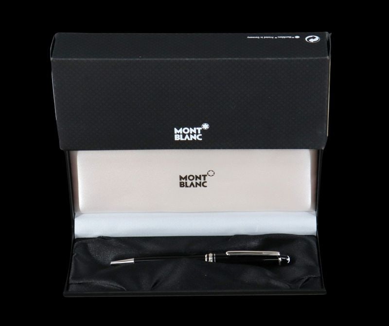 Cased Montblanc Meisterstuck Classique Ballpoint.: Pen. A cased German Montblanc Classique ballpoint pen Ref #:P164. This pen features a resin body executed in black resin, and platinum plated hardware. Accompanied by its original box and papers. From