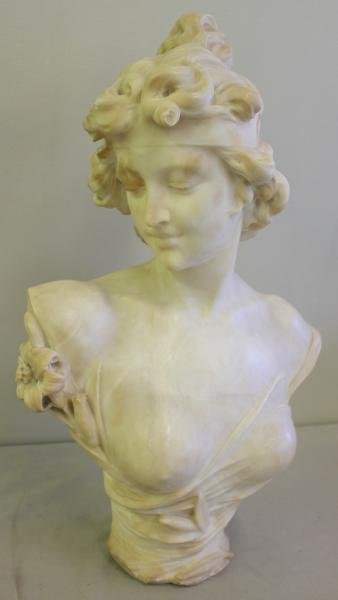 Carrera Marble Bust of Venus.: Inscribed on back Copia Conova (After Conova). From a Mahopac, NY home. Dimensions: 23.75" h. Condition: Chips to bottom front.