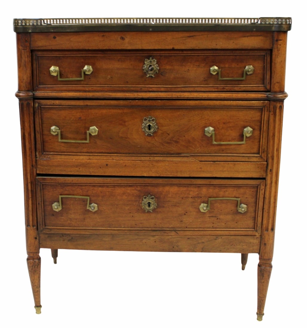 Louis XVI 3 Drawer Marble Top Commode. (1 of 7)