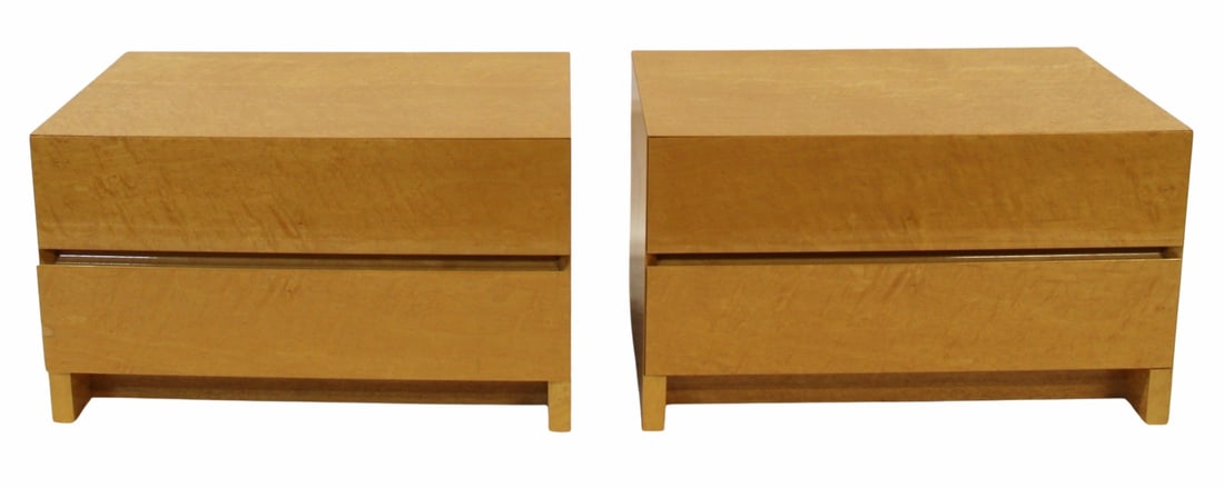 Pair of Italian Lacquered Bird's Eye Maple Chests. (1 of 9)