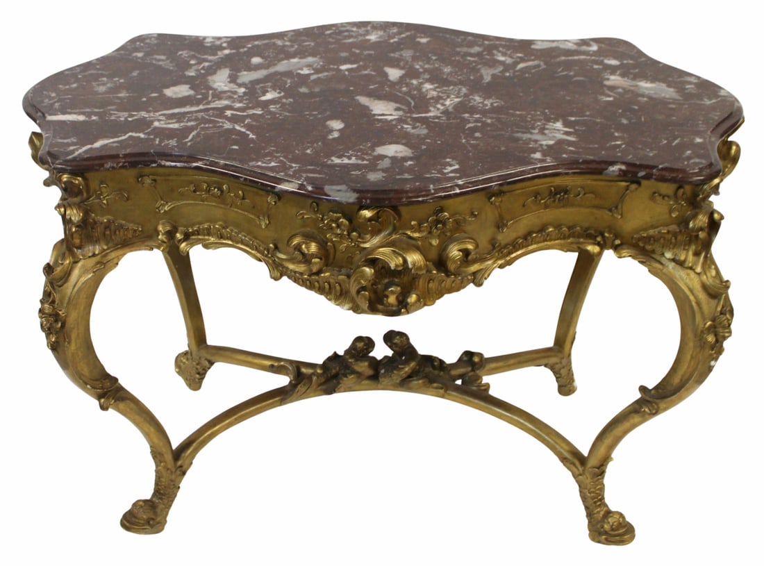 Antique Carved, Giltwood & Marbletop Center (1 of 14)