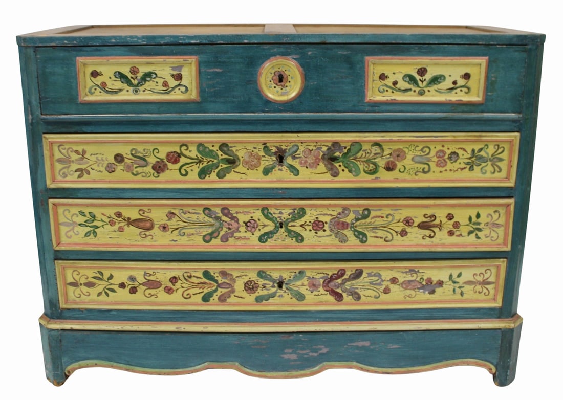 Antique Continental Paint Decorated Secretary (1 of 8)