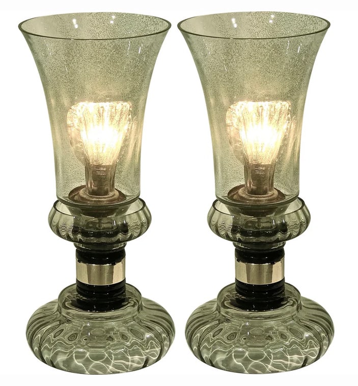 Cenedese 1970s Rare Vintage Pair of Smoked Green (1 of 8)