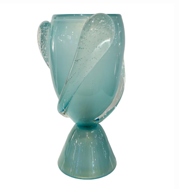 Barovier Toso Contemporary Italian Aqua Blue Vase. (1 of 8)