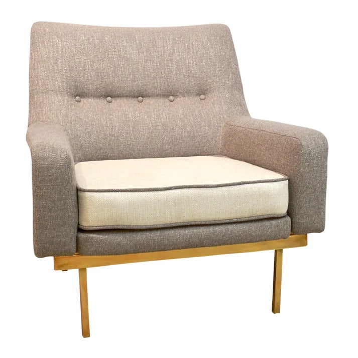 Arflex 1970s Italian Brass and Two-Tone Armchair. (1 of 9)