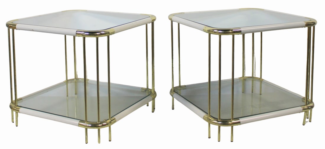 Pair of Enameled and Gilt Metal Sides Tables. (1 of 5)