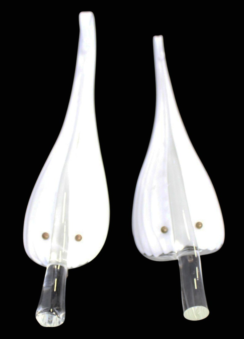 Pr of Franco Luce Murano Glass Leaf Sconces.: From the curated 40+ year collection of Cosulich Interiors and Antiques. Dimensions: 27" h.