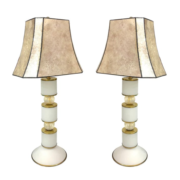 1950s Mid Century Italian Pair White Gold Murano (1 of 8)