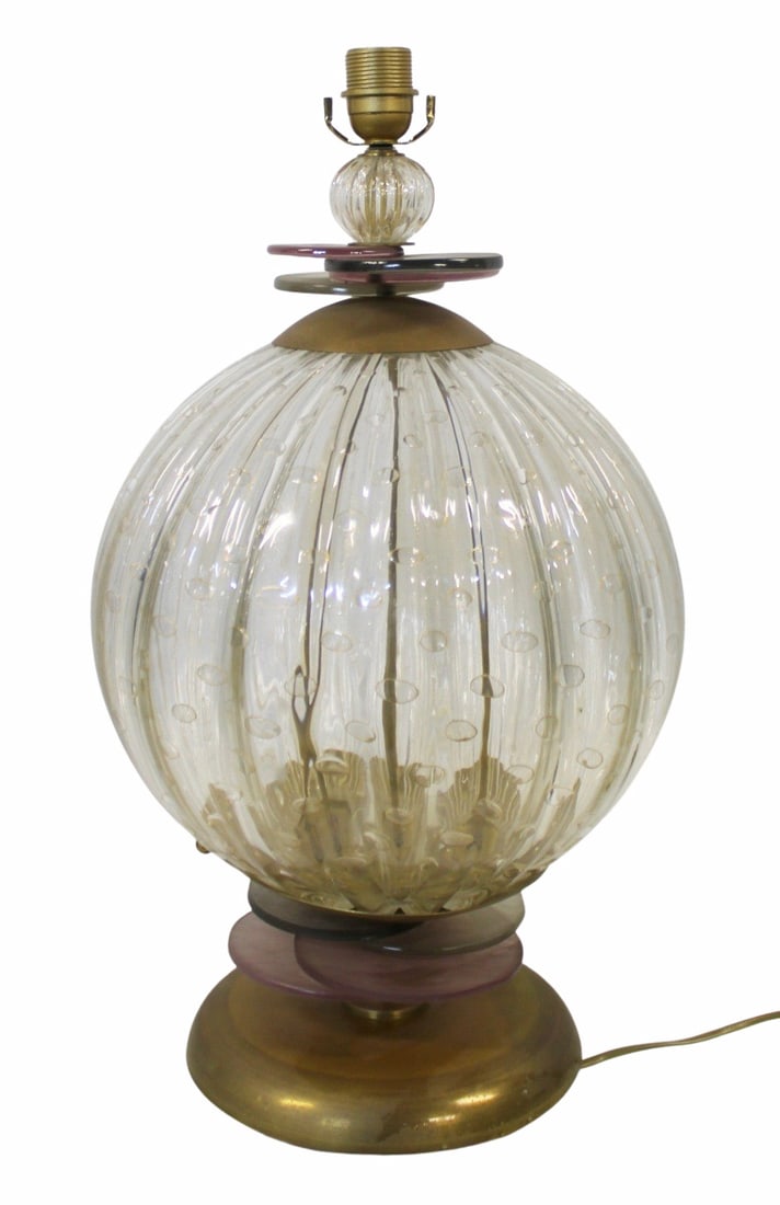 Vintage & Large Murano Glass Ball Form Lamp. (1 of 5)