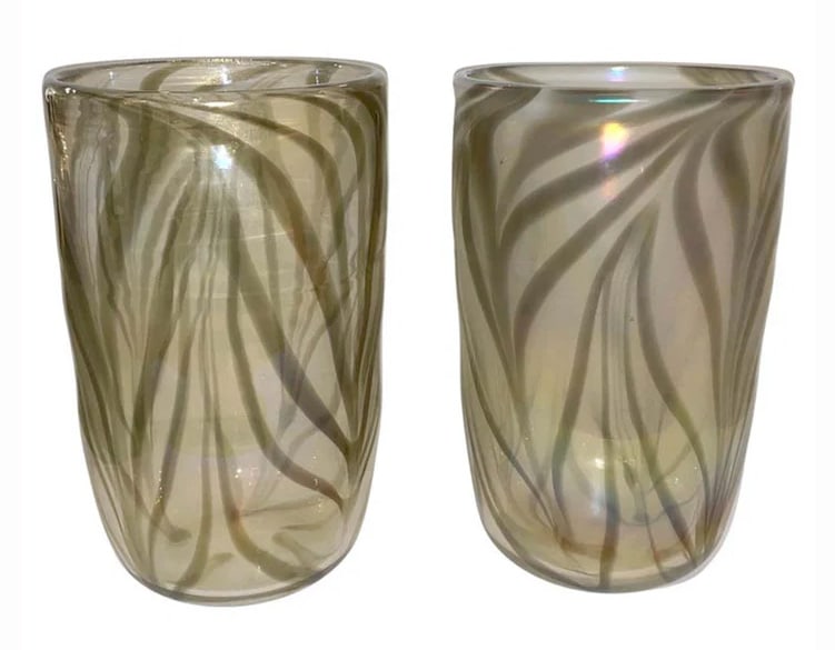 Cenedese Italian Pair of Iridescent Zebra Smoked (1 of 7)