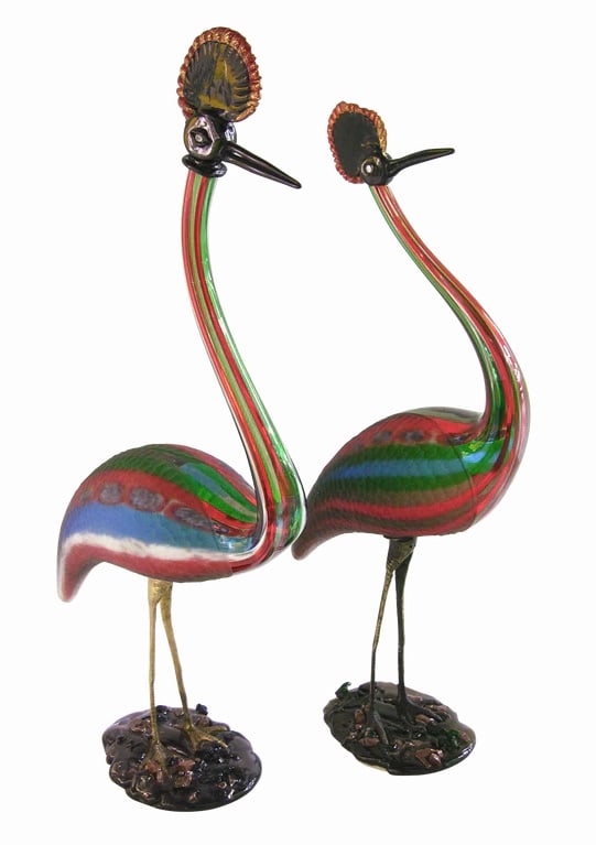 (2) Vintage Italian Multi-Color Murano Glass Bird (1 of 8)