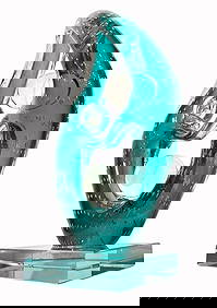 1970 Italian Teal Murano Glass "Embrace" Sculpture (1 of 7)