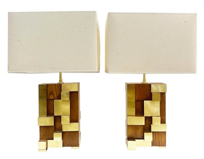 Pair of Minimalist Wood Sculpture Lamps. (1 of 8)